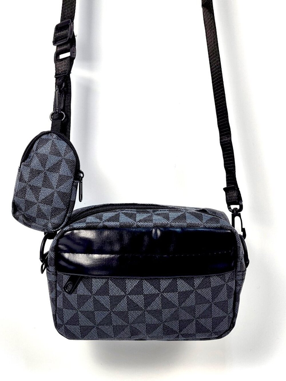 Vegan Camera Bag Shoulder Handbag Coin Purse Blue Leather Clutch New